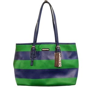 Dana Buchman Green and Blue Striped tote